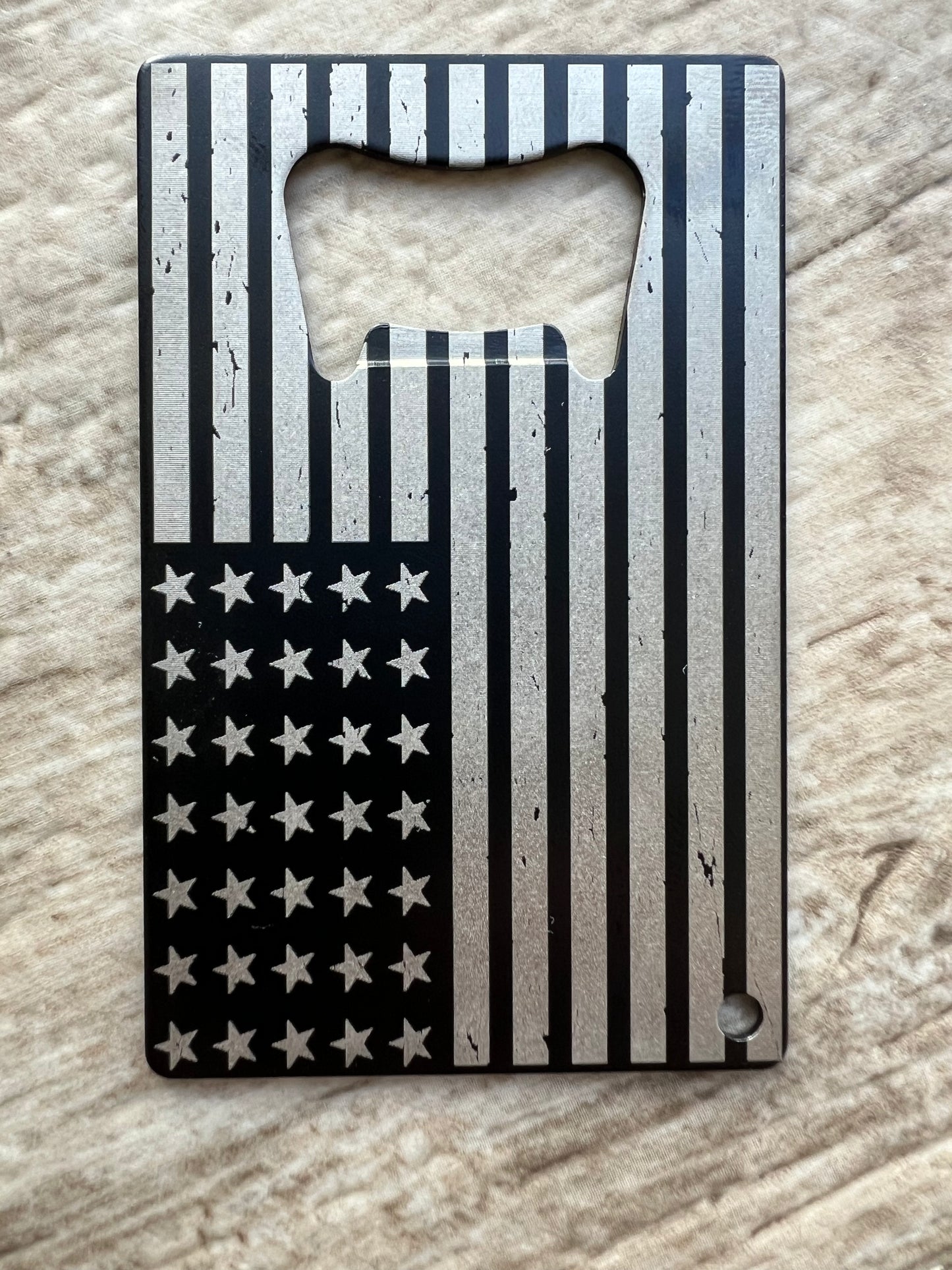 American flag credit card size bottle opener