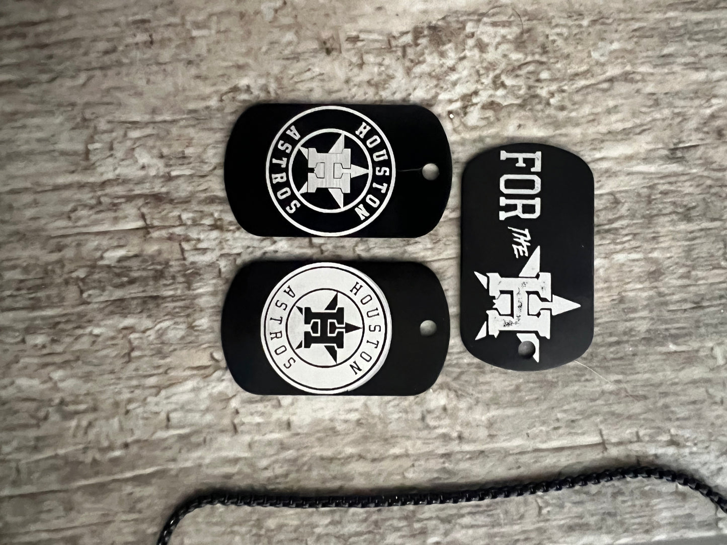 Black steel tag keychain