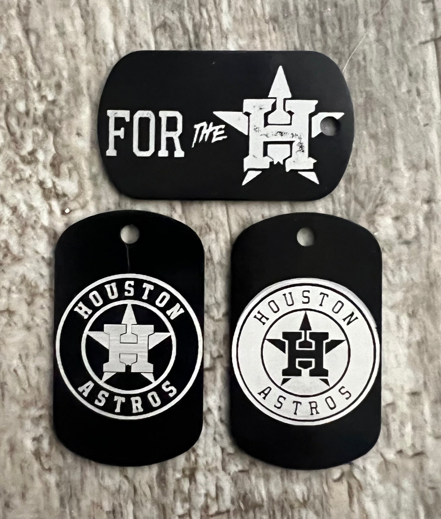Black steel tag keychain