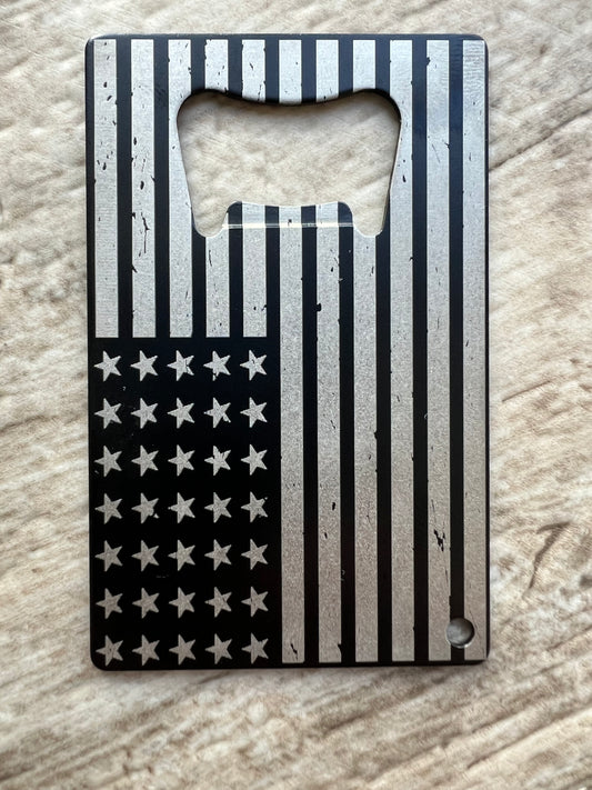American flag credit card size bottle opener