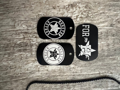 Black steel tag keychain