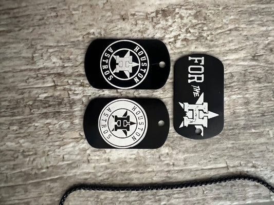 Black steel tag keychain